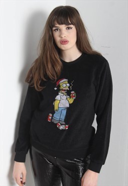Vintage Homer Simpson Fleece Sweatshirt - Black - RL 