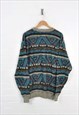 VINTAGE 80S PATTERNED KNITWEAR JUMPER MULTI XL