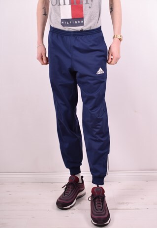 ADIDAS MENS VINTAGE TRACKSUIT TROUSERS W32 L29 BLUE 90S