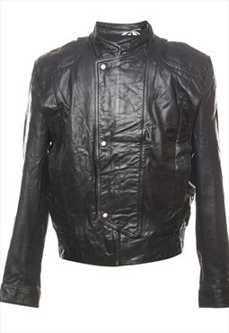 Vintage Classic Black Leather Jacket - L