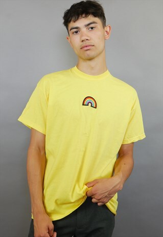 YELLOW RAINBOW PATCH PRIDE T-SHIRT