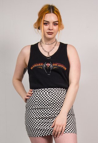 HARLEY-DAVIDSON VINTAGE 90'S BLACK RIBBED VEST TOP