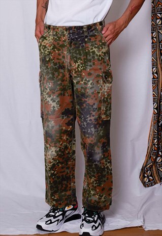 VINTAGE UNISEX MILITARY ARMY CAMO CARGO BAGGY PANTS TROUSERS