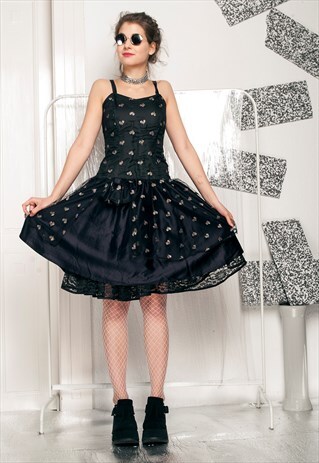 80S VINTAGE GLITTER GLAM PARTY DRESS