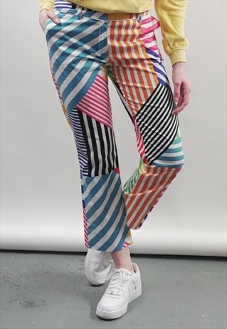 RARE VINTAGE 90'S JC DE CASTELBAJAC MULTICOLOUR GEO JEANS