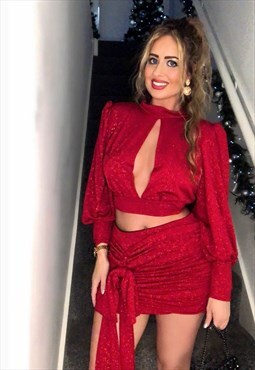 Red Glitter Christmas Two Piece Co-Ord