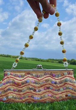 Vintage Y2K Hand-beaded Mermaid Clutch Bag