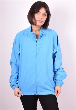 ADIDAS WOMENS VINTAGE TRACKSUIT TOP JACKET LARGE BLUE 90'S