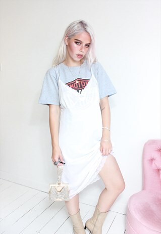 VINTAGE 80S LACE TRIM OVERSIZED SLIP DRESS