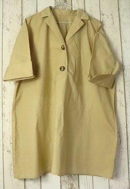 Vintage Y2K Beige Monochrome Smart Formal V Shirt Blouse Top