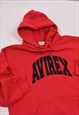 VINTAGE AVIREX EMBROIDERED LOGO HOODIE IN RED
