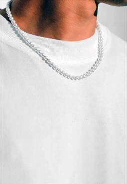 54 Floral 20" Premium Faux Pearl Bead Necklace Chain - White