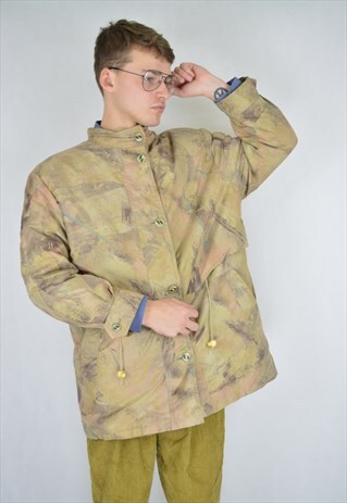 VINTAGE BROWN GRAPHIC RAVE PUFFER JACKET