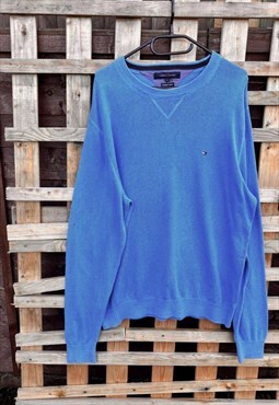 Tommy Hilfiger light blue heavy knit jumper large 