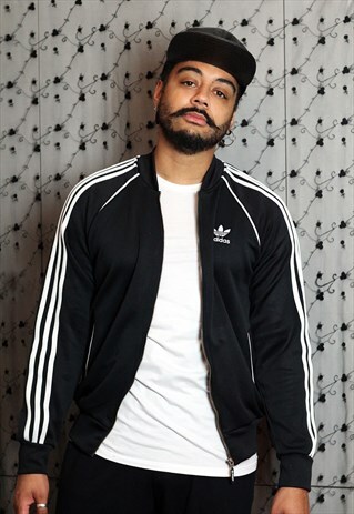VINTAGE ADIDAS ORIGINALS BLACK SPORTS JACKET