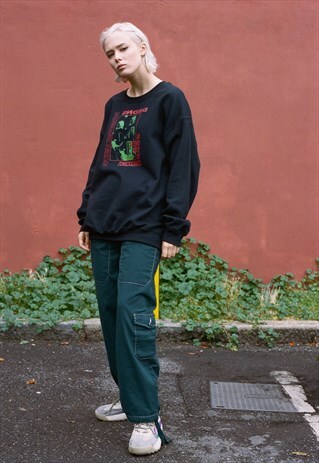 SWEATSHIRT IN BLACK WITH PSYCHEDELIC TRANSFORMATIONS PRINT