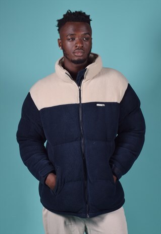 VINTAGE BURBERRY NAVY AND BEIGE FLEECE JACKET