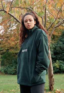 Fleece In Forest Green With logo Embroidered Design
