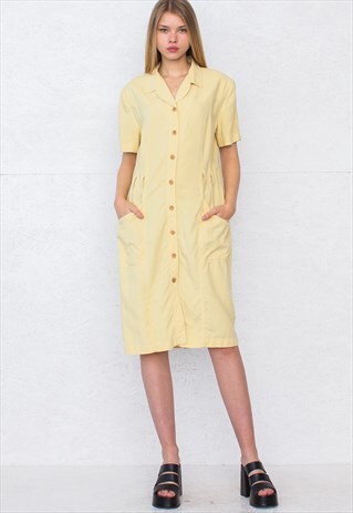 VINTAGE YELLOW VOGLIA SHORT SLEEVE MINI DRESS