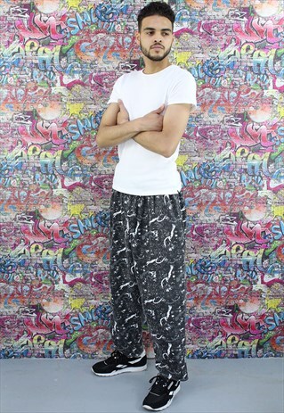 VINTAGE 90S PATTERNED FESTIVAL TROUSERS. FUNKY. UNISEX.