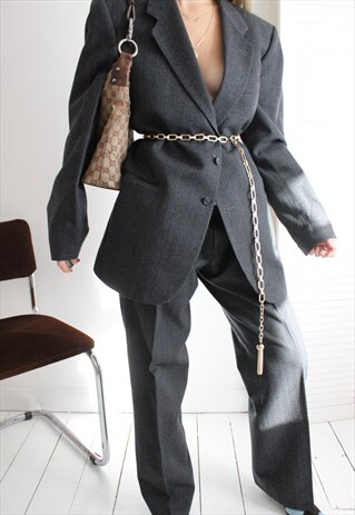 VINTAGE 90S DARK GREY OVERSIZED WOOL SUIT