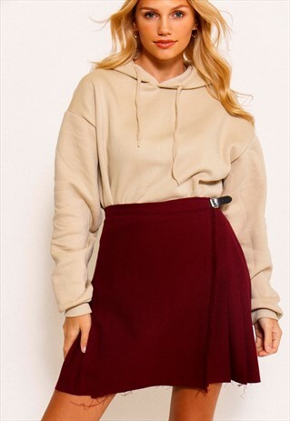 VINTAGE 90'S MAROON PLEATED SKIRT