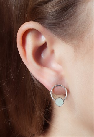 LARGE 12MM CIRCLE AND DISC STUD EARRINGS STERLING SILVER
