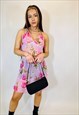 VINTAGE 90S FLORAL MESH SUMMER MINI SLIP DRESS