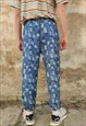 REWORKED JEAN IMITATION JOGGERS CHECK PANTS PUNK OVERALLS 