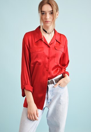 90'S RETRO SHIMMER OVERSIZED MOMS SHIRT TOP