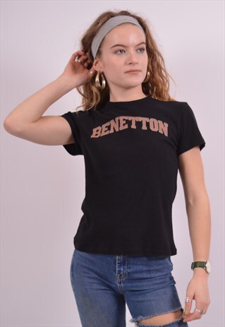 VINTAGE BENETTON T-SHIRT TOP BLACK