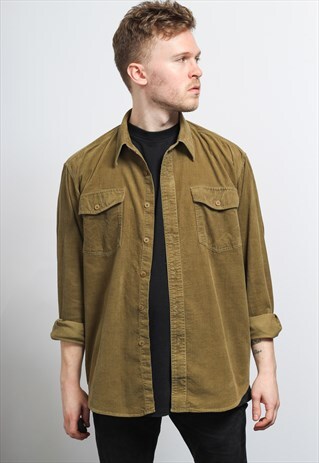 VINTAGE CORDUROY CORD SHIRT BROWN