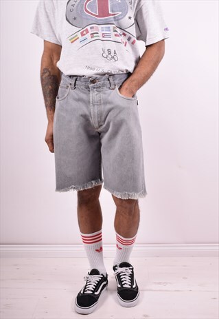 CASUCCI MENS VINTAGE DENIM SHORTS W36 GREY 90'S