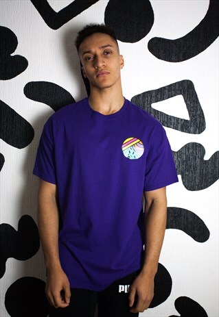 SHORT SLEEVE THROWBACK T-SHIRT IN PURPLE
