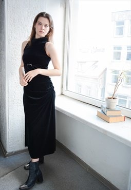 Vintage 70's Black Velvet Maxi GIORGIO SANT ANGELO Dress