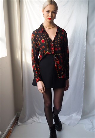 VINTAGE BLACK FLORAL SHIRT