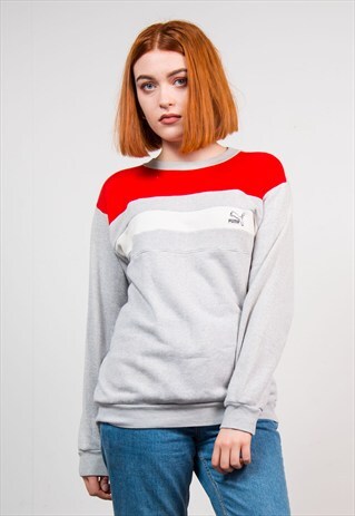 VINTAGE 90'S GREY PUMA SWEATSHIRT JUMPER