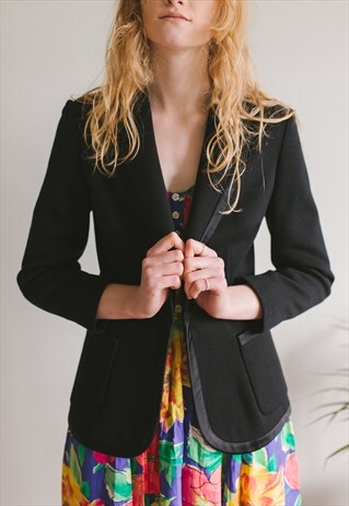 VINTAGE WOOL BLAZER JACKET WITH PIPING