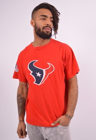 NFL MENS VINTAGE HOUSTON TEXANS T-SHIRT TOP LARGE RED 90S