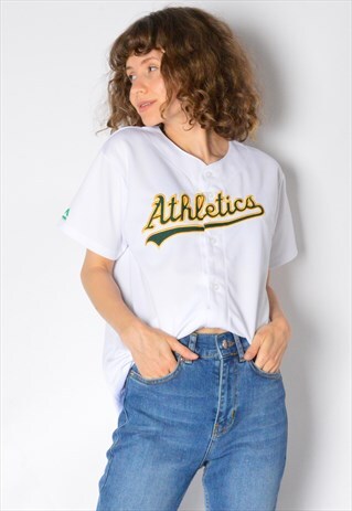 Y2K WHITE BASEBALL ATHLETICS SPORTS JERSEY SHIRT PETITE