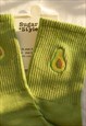 Ribbed Avocado Fruit Embroidered Socks
