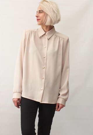 VINTAGE 80' AMAZING BEAUTIFUL ELEGANT BEIGE SHIRT