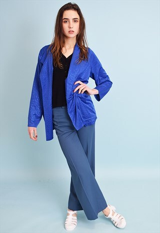 80'S RETRO SHIMMER SQUARE PATTERN CLASSY BLAZER JACKET