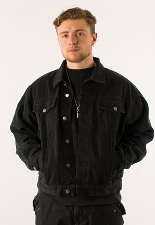 VINTAGE 90S BLACK WRANGLER DENIM JACKET XL
