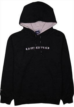 Vintage 90's Umbro Hoodie Pullover Spellout Black XLarge