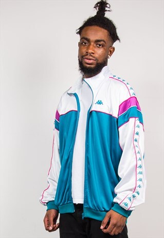 VINTAGE 90'S BRIGHT COLOURBLOCK KAPPA TRACKSUIT JACKET