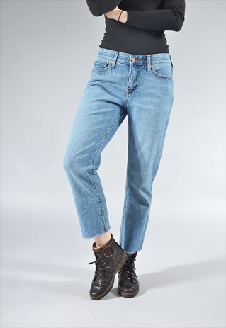 VINTAGE LEVI'S 525 MID BLUE STRAIGHT ROUGH HEMMED JEANS