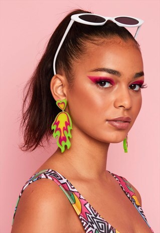 NEON HEART/FLAME EARRINGS