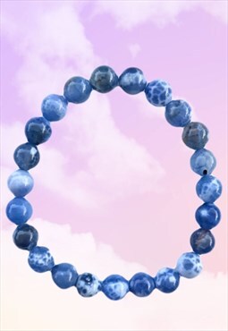Medium Blue Dragons Vein Agate Beaded Gemstone Bracelet