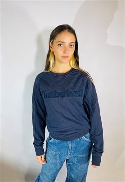 Vintage Size Small Timberland Embroidered Sweatshirt in Blue